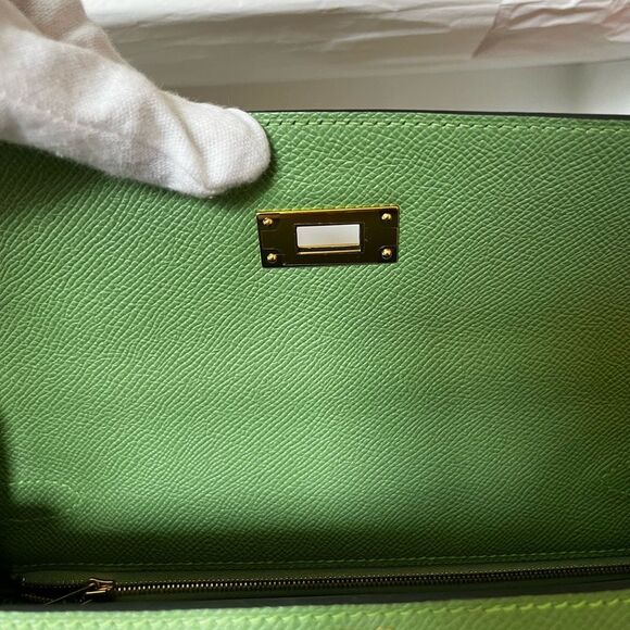Hermes Kelly 28 Vert Criquet Epsom Sellier Green stamp Z - Picture 16 of 16